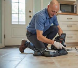 Licensed Fredericksburg plumber fixing a residential water heater
