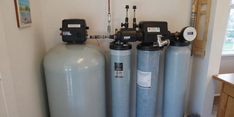 Whole-home water filtration and softener system installed by Gottfried Plumbing in Kendalia, TX.