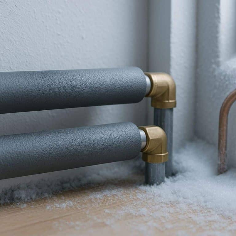 Protective pipe insulation on water lines to prevent freezing