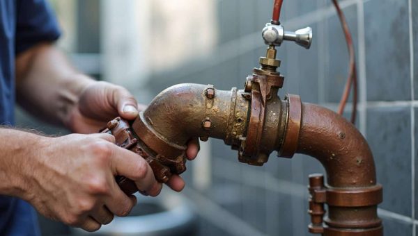 Licensed plumber repairing burst pipe in commercial building Boerne TX