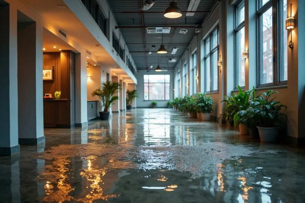Commercial water damage caused by burst pipe in Boerne Texas building