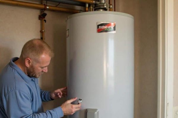 Water heater being replaced in a Kerrville, TX home utility room